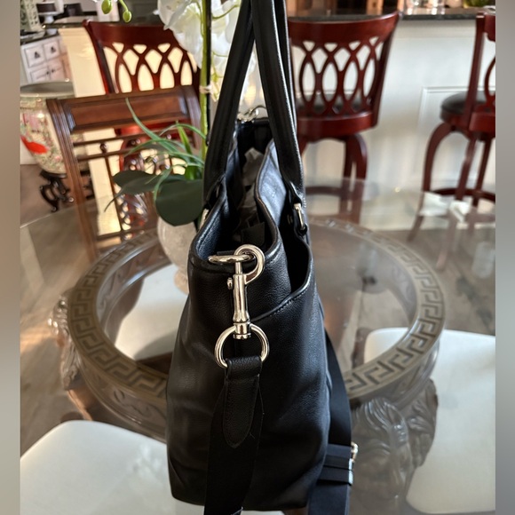 Coach Black Leather Tote with Silver Hardware - Picture 6 of 11